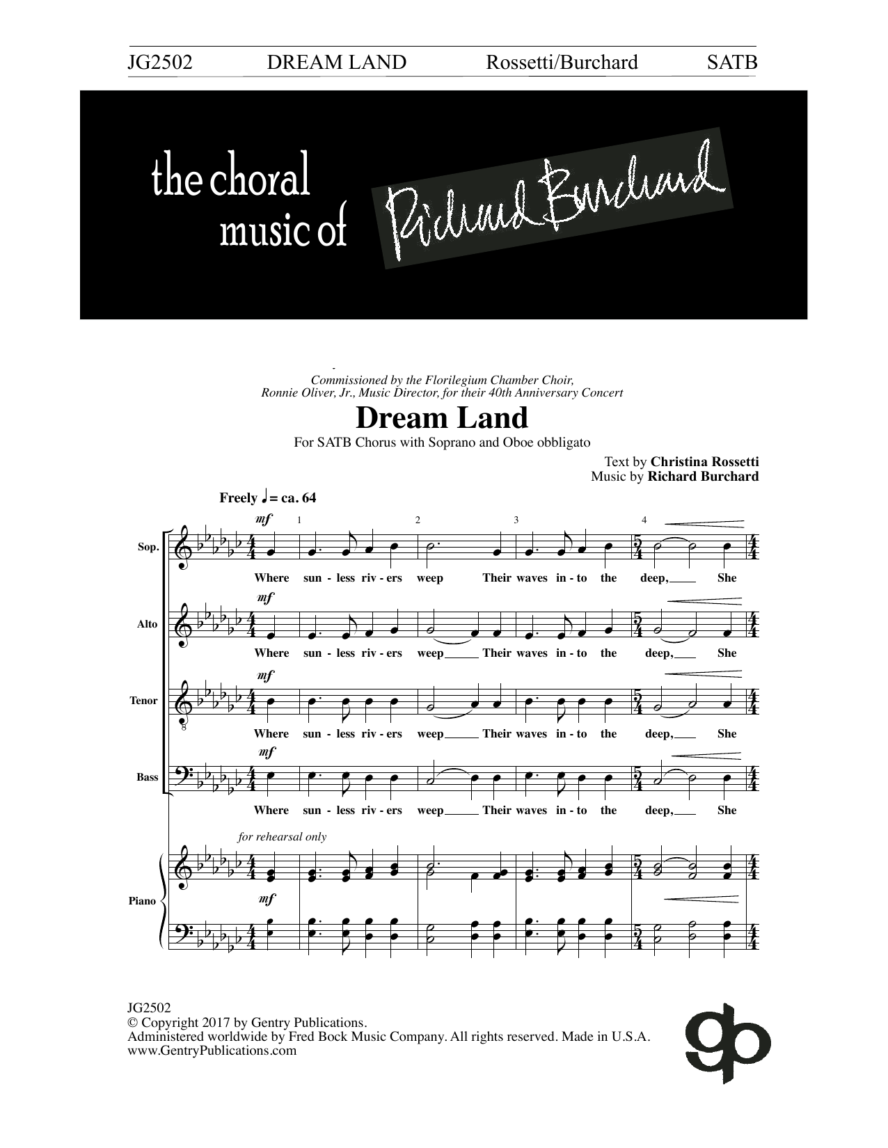 Christina Rossetti Dream Land sheet music notes and chords arranged for SATB Choir
