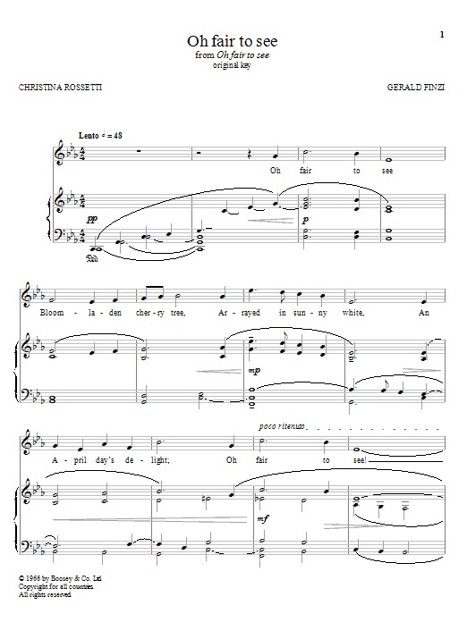 Christina Rossetti Oh Fair To See sheet music notes and chords arranged for Piano & Vocal