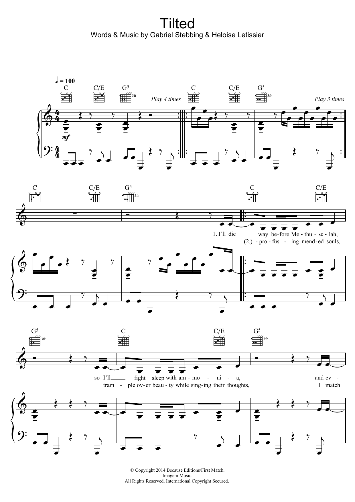 Christine & The Queens Tilted sheet music notes and chords arranged for Piano, Vocal & Guitar Chords