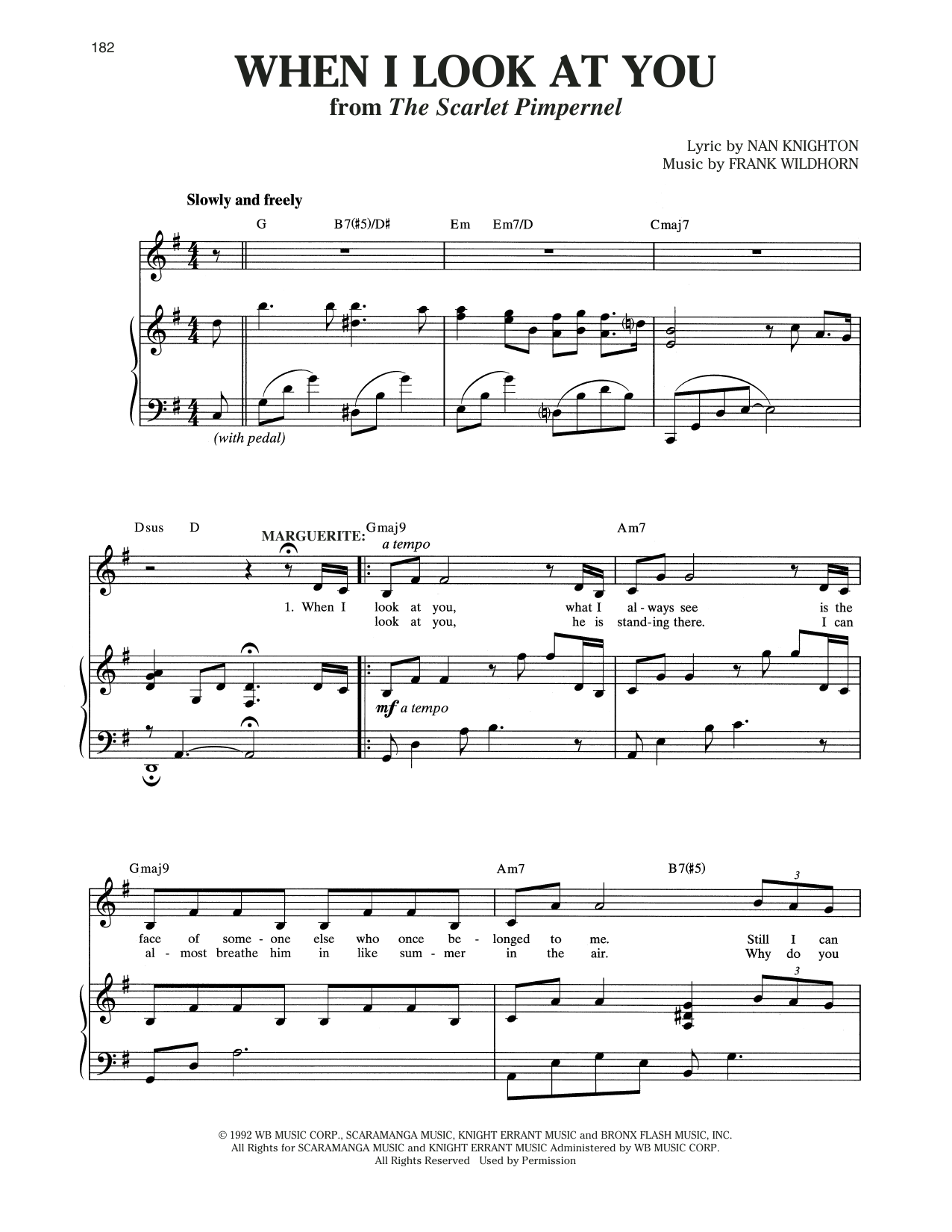 Christine Andreas When I Look At You (from The Scarlet Pimpernel) sheet music notes and chords arranged for Piano & Vocal