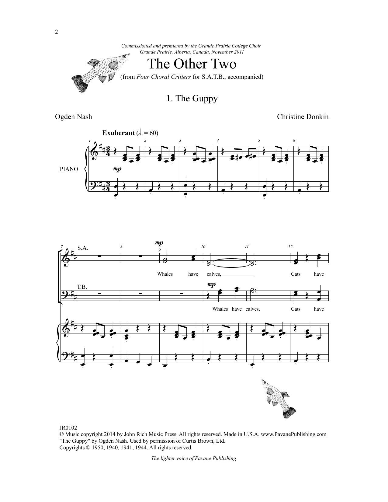 Christine Donkin Four Choral Critters - The Other Two sheet music notes and chords arranged for SATB Choir