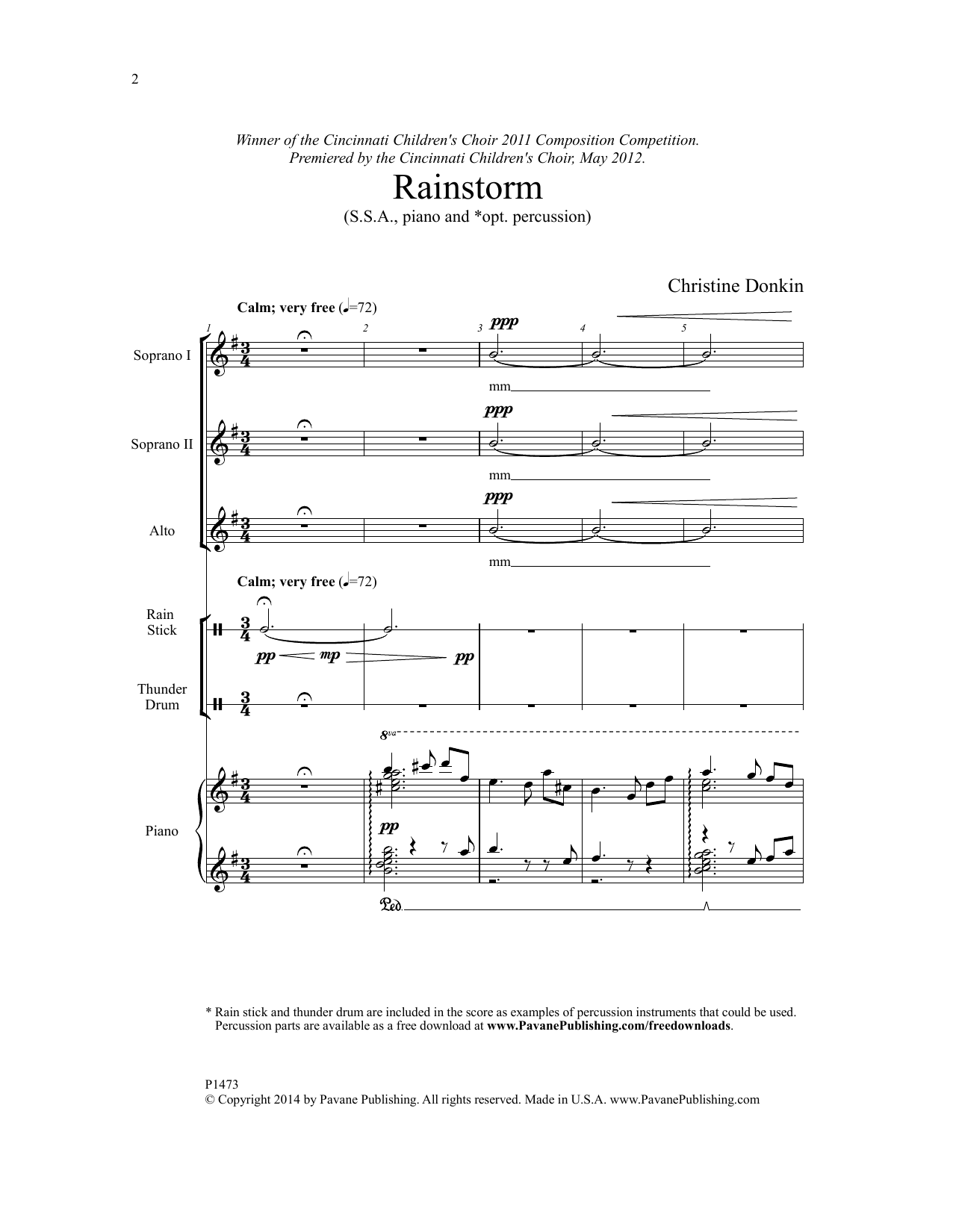 Christine Donkin Rainstorm sheet music notes and chords arranged for SSA Choir