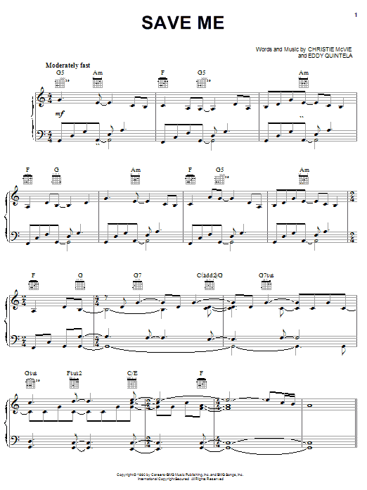 Christine McVie Save Me sheet music notes and chords arranged for Piano, Vocal & Guitar Chords (Right-Hand Melody)