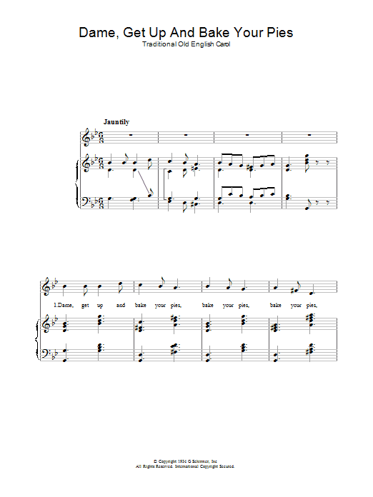 Christmas Carol Dame, Get Up And Bake Your Pies sheet music notes and chords arranged for Piano, Vocal & Guitar Chords