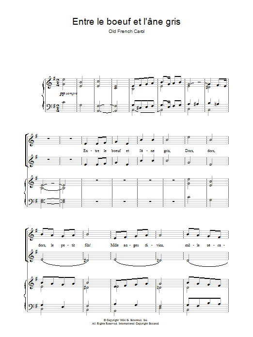 Christmas Carol Entre Le Boeuf Et L'ane Gris sheet music notes and chords arranged for Piano, Vocal & Guitar Chords