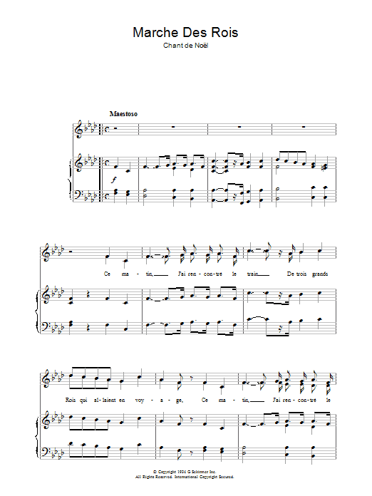 Christmas Carol Marche Des Rois sheet music notes and chords arranged for Piano, Vocal & Guitar Chords