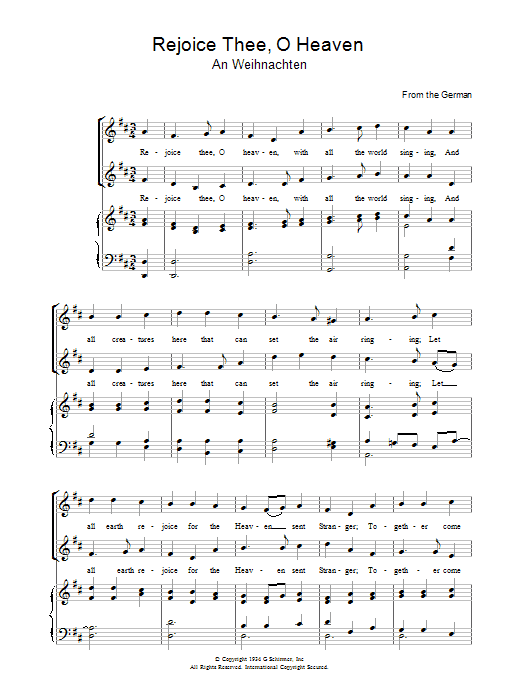 Christmas Carol Rejoice Thee, O Heaven sheet music notes and chords arranged for Piano, Vocal & Guitar Chords