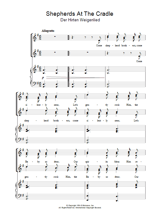 Christmas Carol Shepherds At The Cradle sheet music notes and chords arranged for Piano, Vocal & Guitar Chords