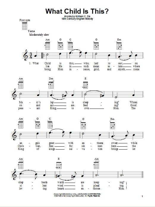 Christmas Carol What Child Is This? sheet music notes and chords arranged for Guitar Lead Sheet