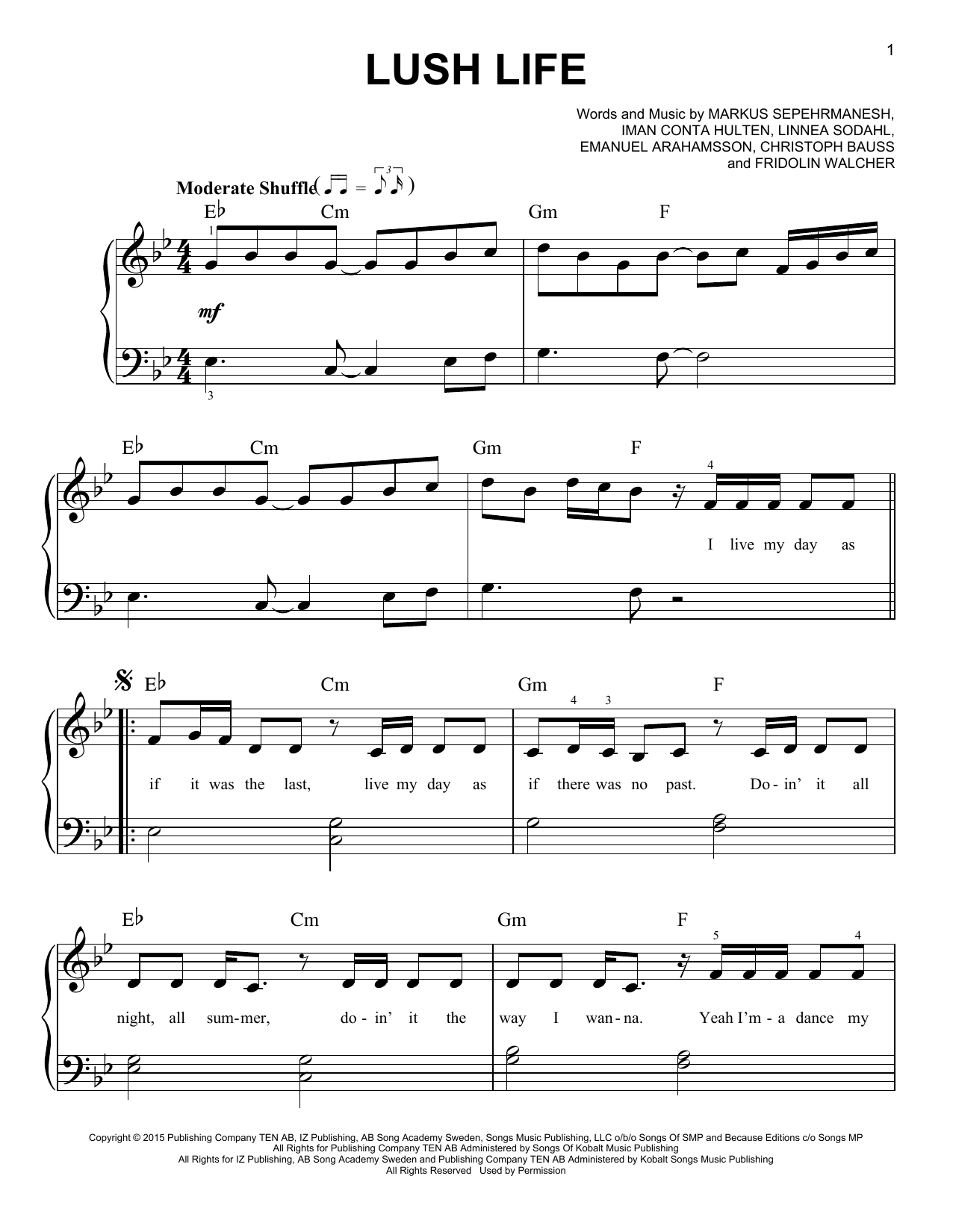 Christoph Bauss Lush Life sheet music notes and chords arranged for Easy Piano