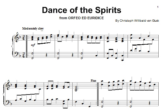Christoph Willibald von Gluck Dance Of The Spirits sheet music notes and chords arranged for Clarinet Solo