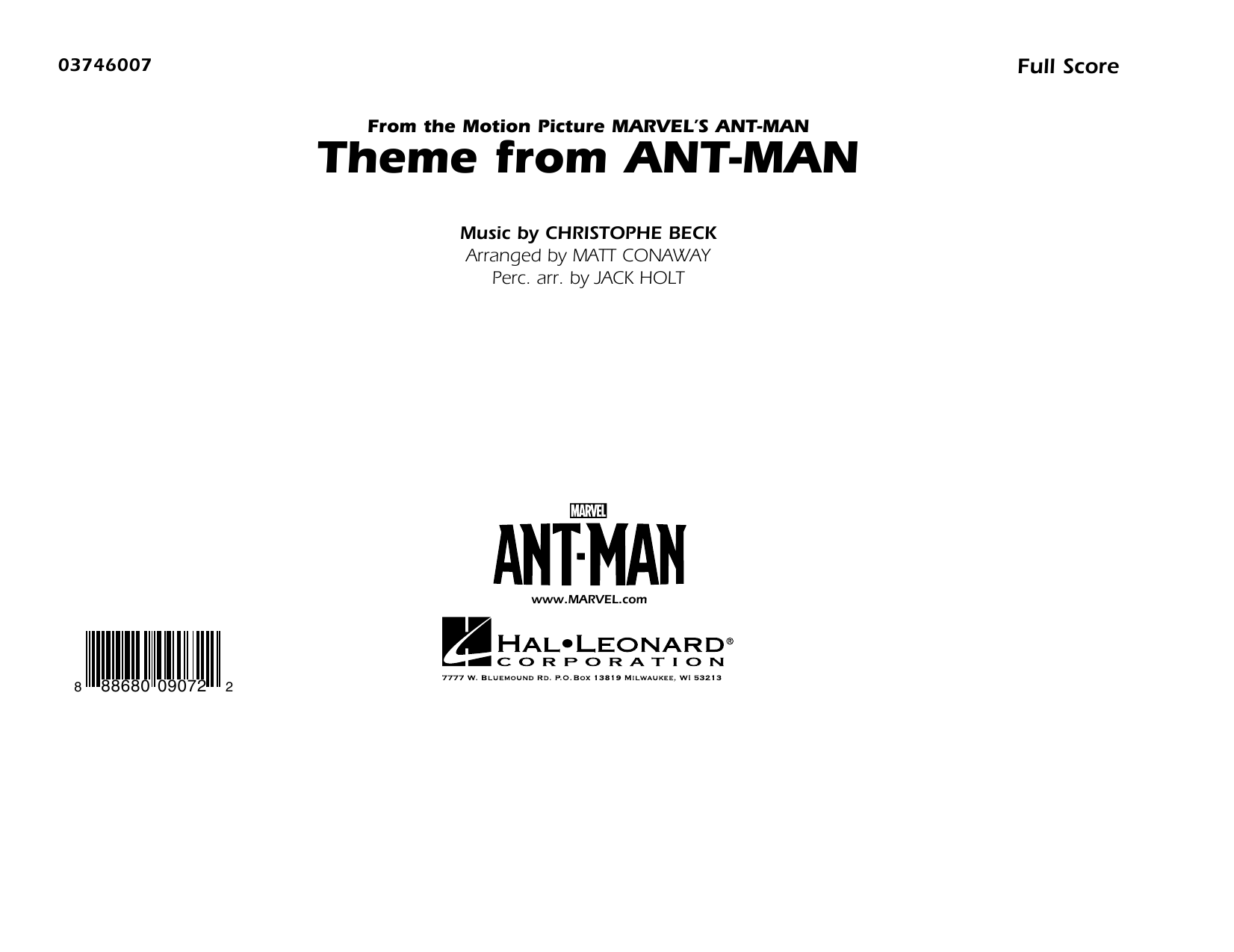 Christophe Beck Theme from Ant-Man (Arr. Matt Conaway) - Conductor Score (Full Score) sheet music notes and chords arranged for Marching Band
