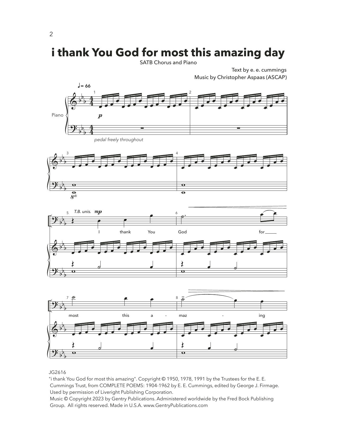 Christopher Aspaas i thank You God for most this amazing day sheet music notes and chords arranged for Choir