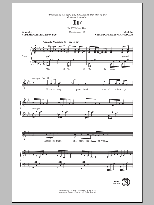 Christopher Aspaas If sheet music notes and chords arranged for TTBB Choir