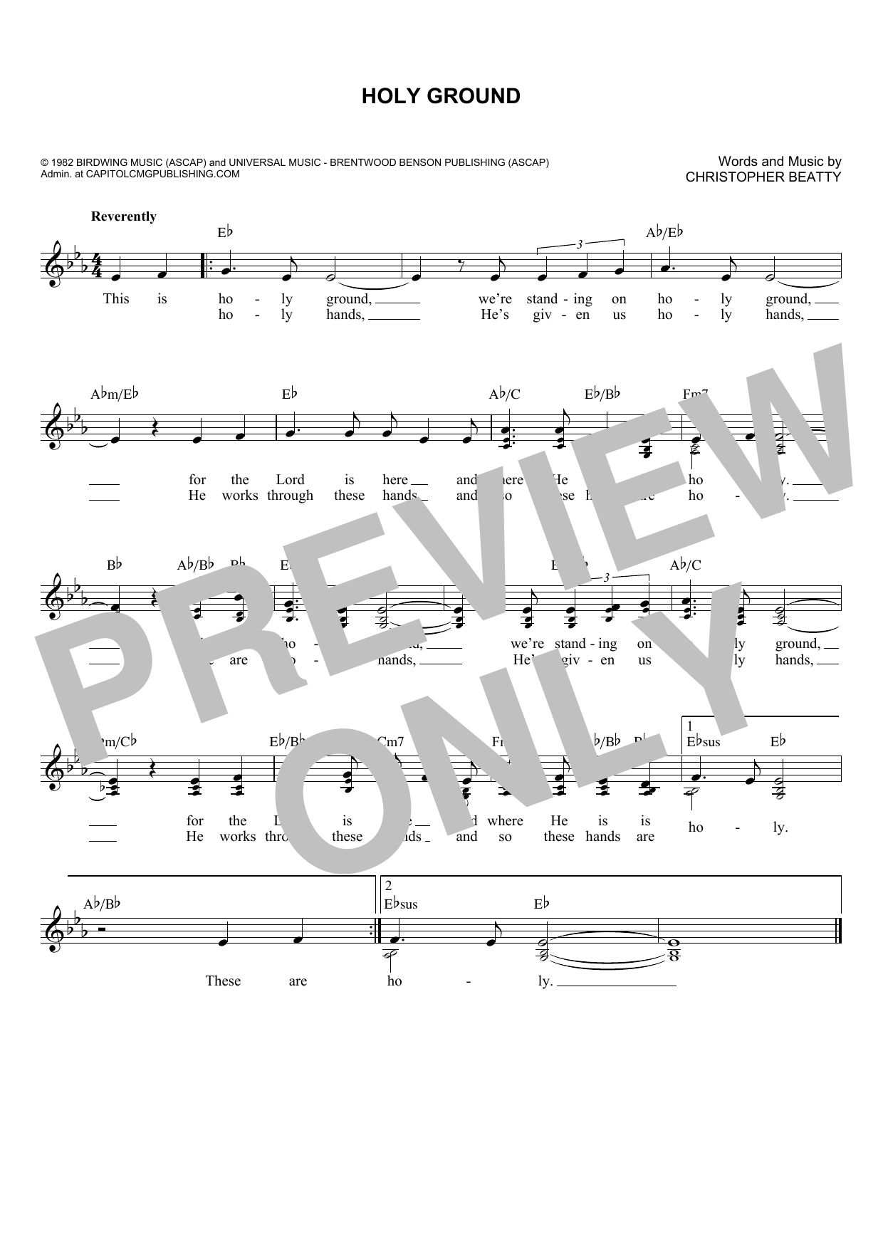 Christopher Beatty Holy Ground sheet music notes and chords arranged for Lead Sheet / Fake Book