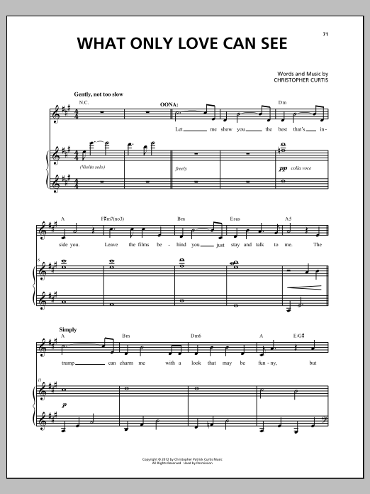 Christopher Curtis What Only Love Can See sheet music notes and chords arranged for Piano & Vocal