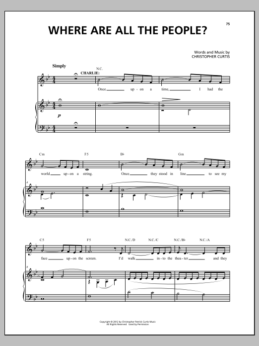 Christopher Curtis Where Are All The People? sheet music notes and chords arranged for Piano & Vocal