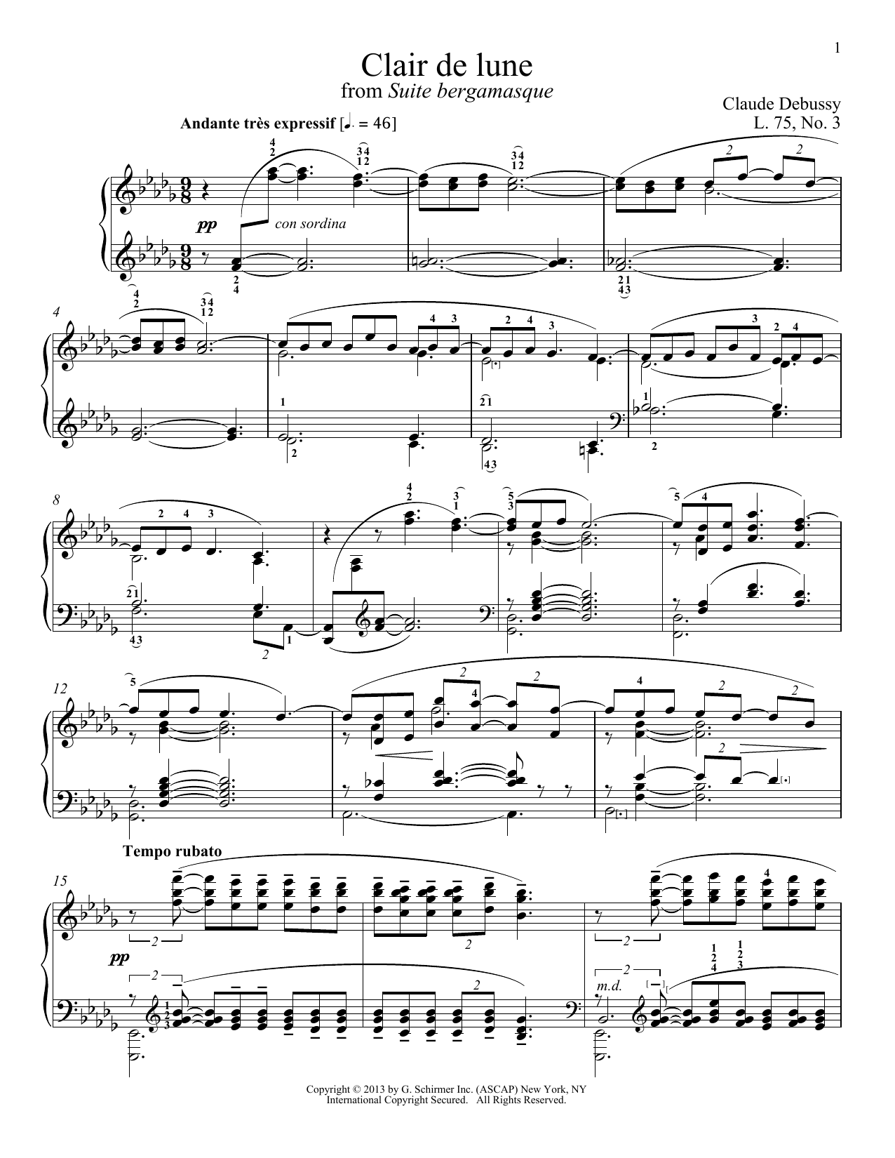 Christopher Harding Clair De Lune sheet music notes and chords arranged for Piano Solo
