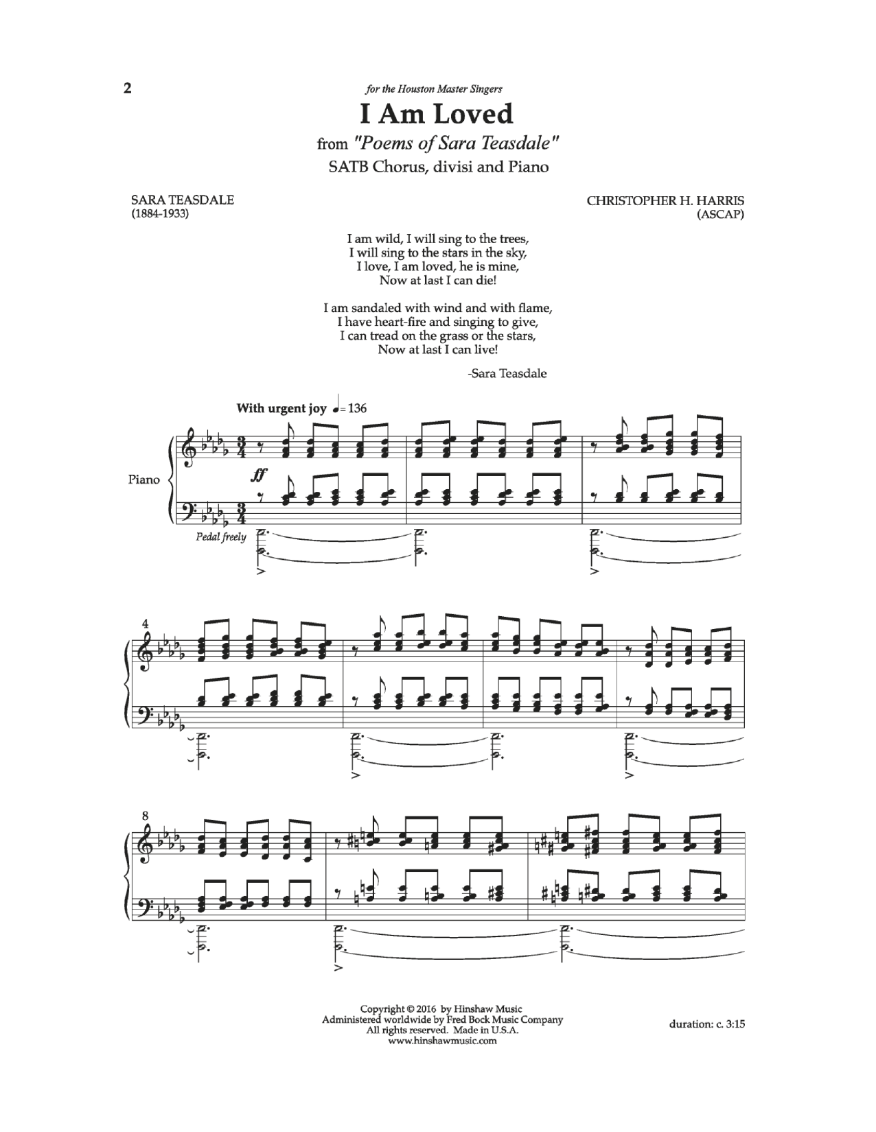 Christopher Harris I Am Loved sheet music notes and chords arranged for SATB Choir