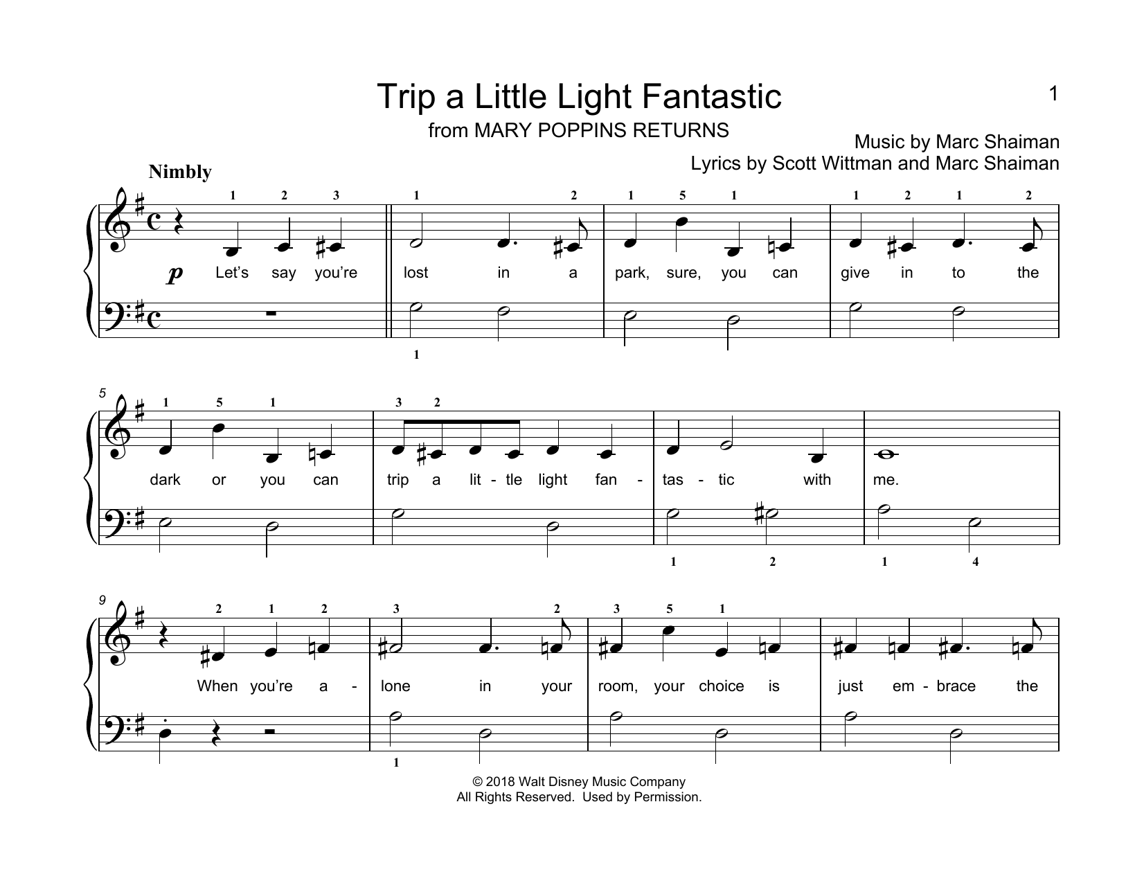 Christopher Hussey Trip A Little Light Fantastic (from Mary Poppins Returns) (arr. Christopher Hussey) sheet music notes and chords arranged for Educational Piano