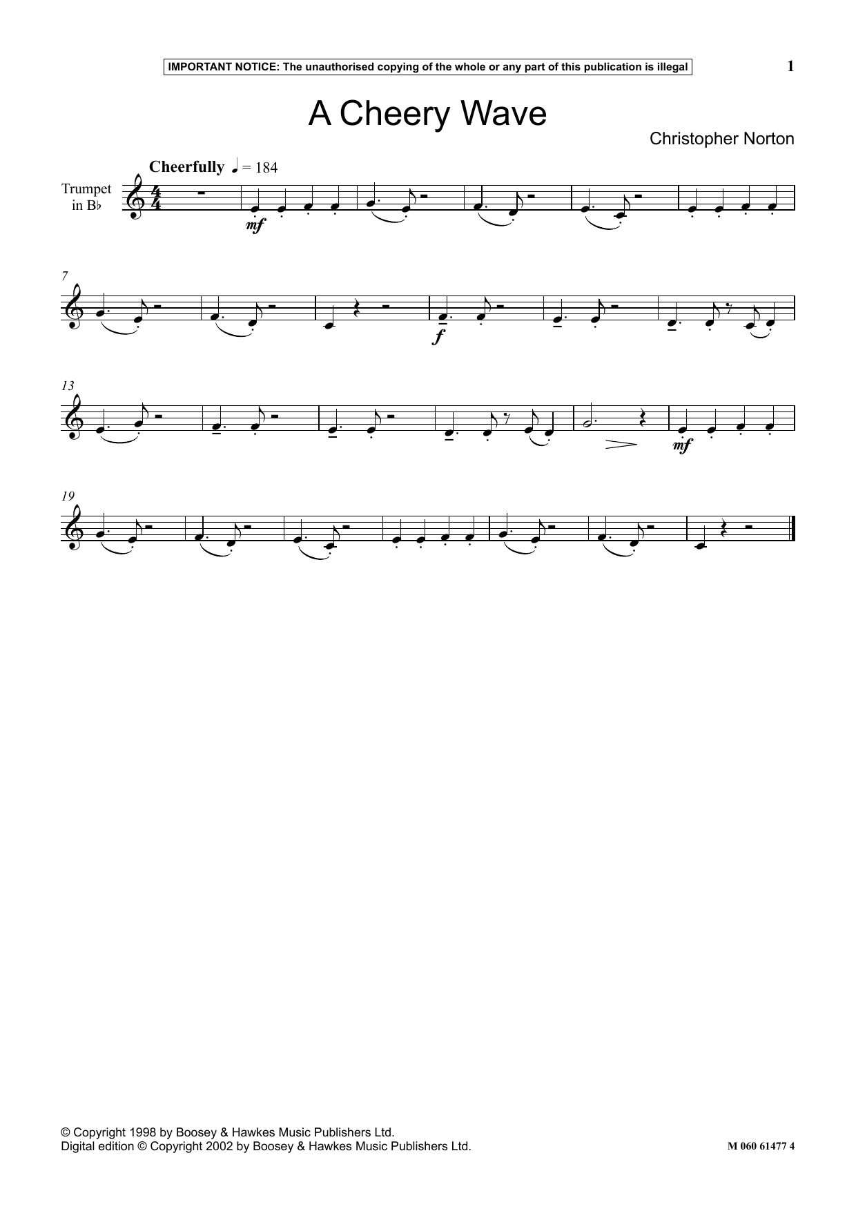 Christopher Norton A Cheery Wave sheet music notes and chords arranged for Instrumental Solo