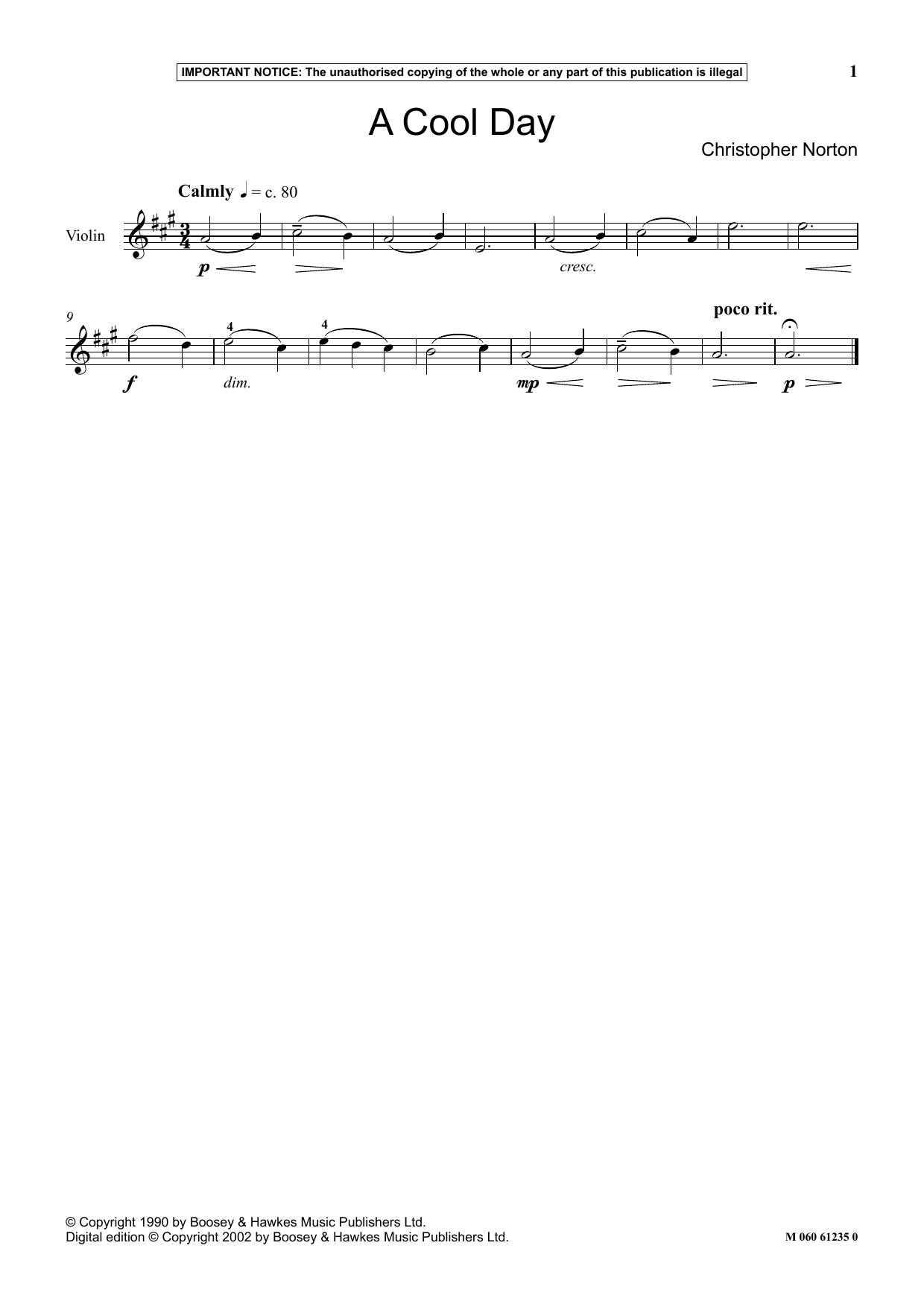 Christopher Norton A Cool Day sheet music notes and chords arranged for Instrumental Solo