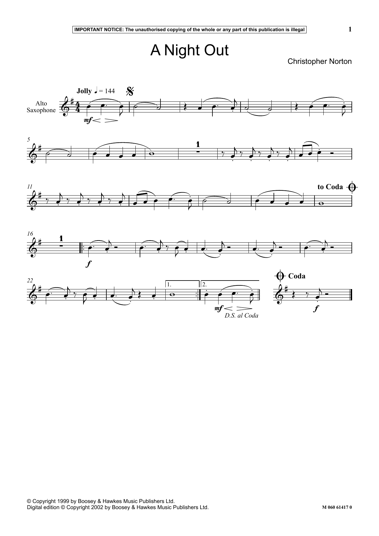 Christopher Norton A Night Out sheet music notes and chords arranged for Instrumental Solo