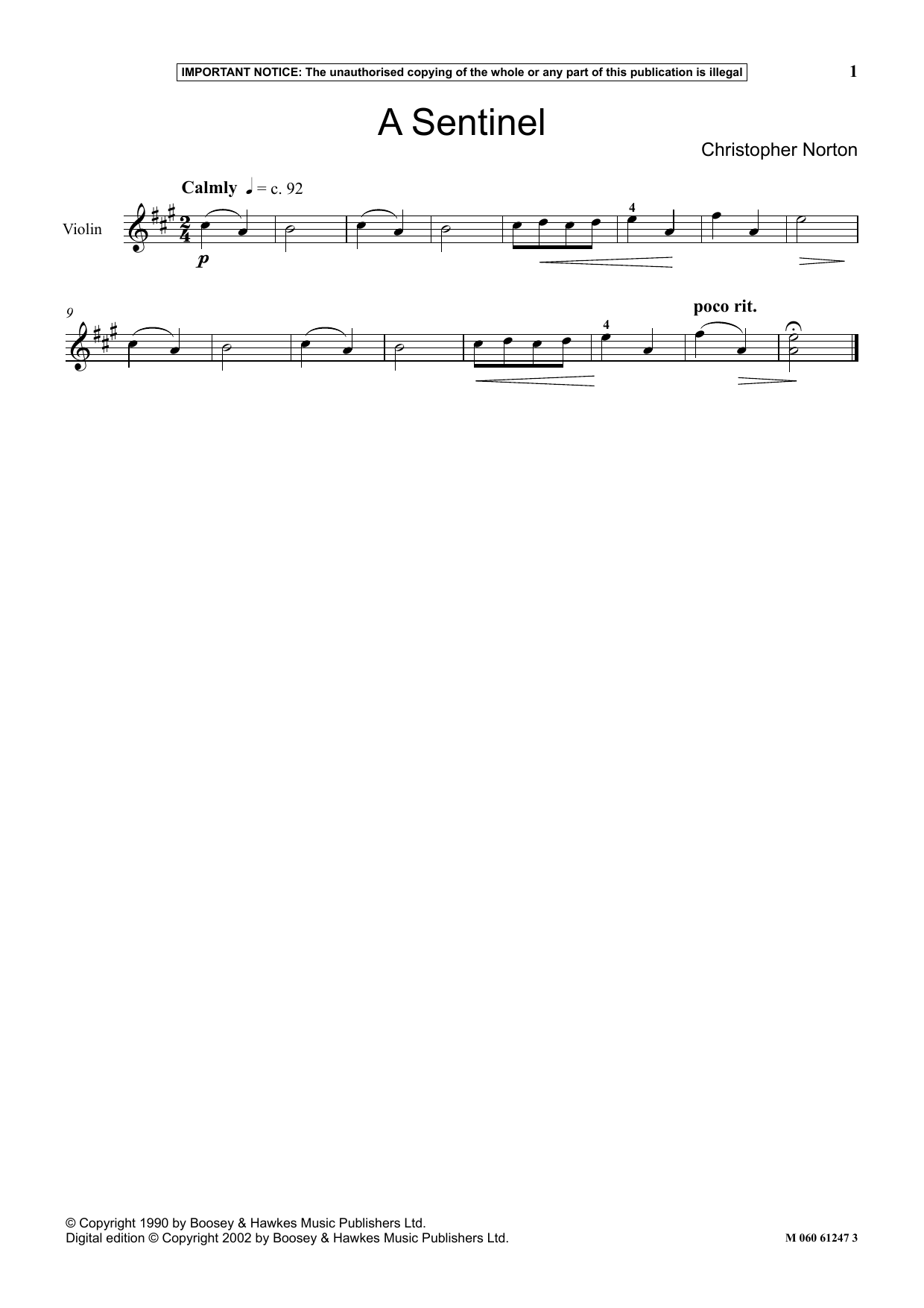 Christopher Norton A Sentinel sheet music notes and chords arranged for Instrumental Solo