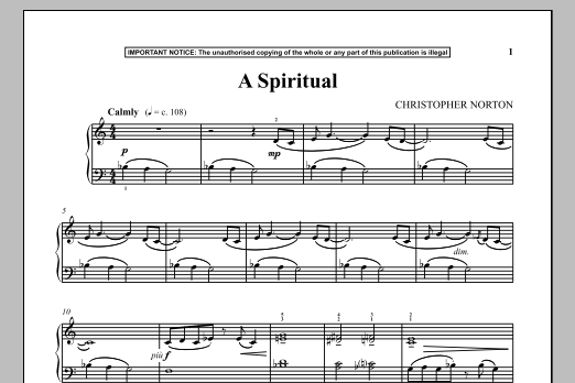 Christopher Norton A Spiritual sheet music notes and chords arranged for Instrumental Solo