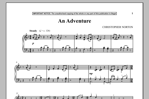 Christopher Norton An Adventure sheet music notes and chords arranged for Piano Solo