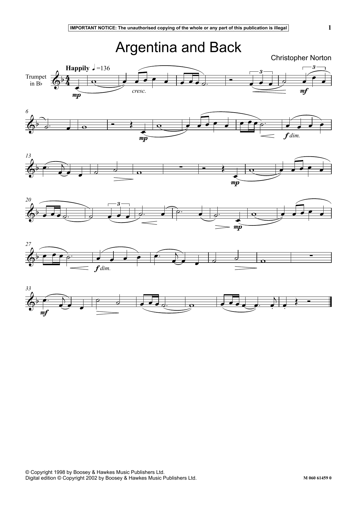 Christopher Norton Argentina And Back sheet music notes and chords arranged for Instrumental Solo