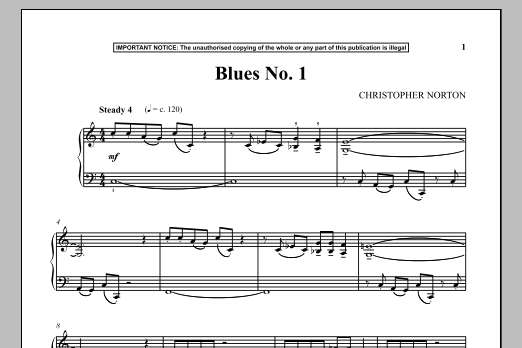 Christopher Norton Blues No. 1 sheet music notes and chords arranged for Piano Solo