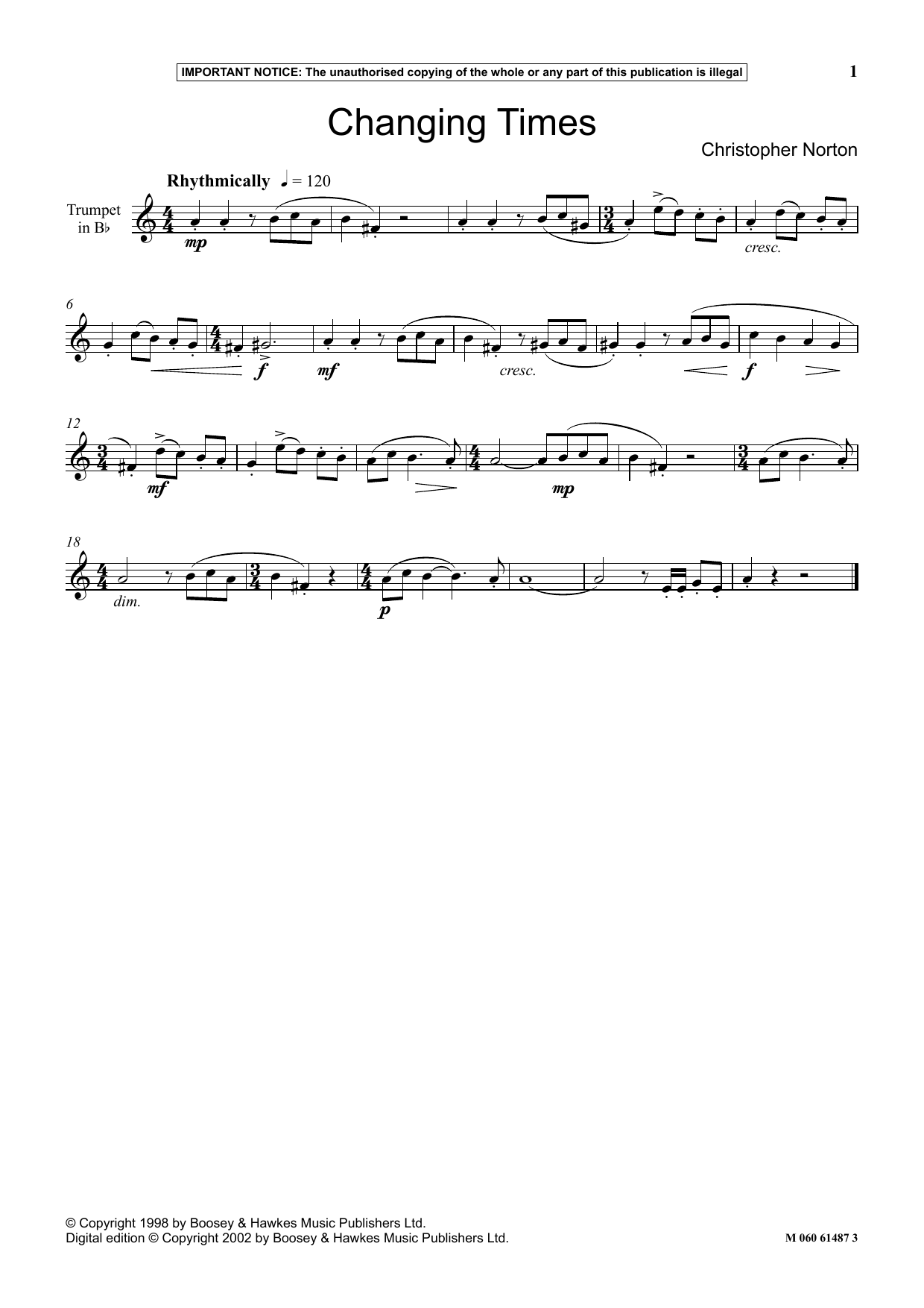Christopher Norton Changing Times sheet music notes and chords arranged for Instrumental Solo