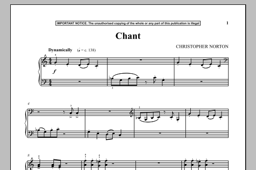 Christopher Norton Chant sheet music notes and chords arranged for Piano Solo