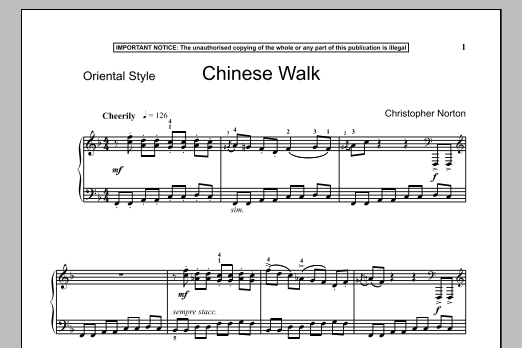 Christopher Norton Chinese Walk sheet music notes and chords arranged for Piano Solo