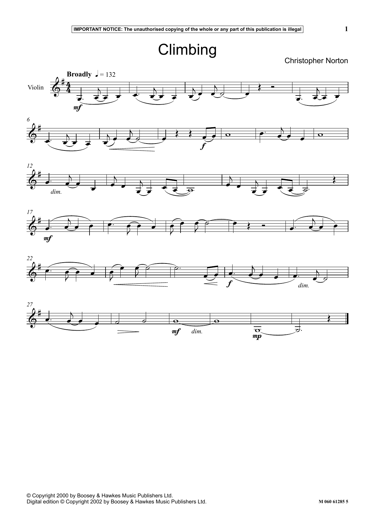 Christopher Norton Climbing sheet music notes and chords arranged for Instrumental Solo