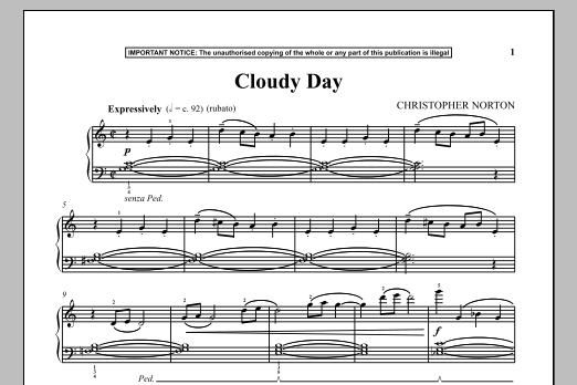 Christopher Norton Cloudy Day sheet music notes and chords arranged for Piano Solo