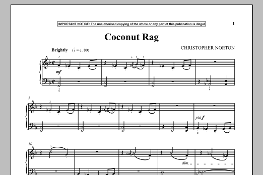 Christopher Norton Coconut Rag sheet music notes and chords arranged for Piano Solo