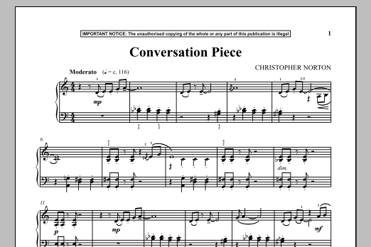 Christopher Norton Conversation Piece sheet music notes and chords arranged for Piano Solo