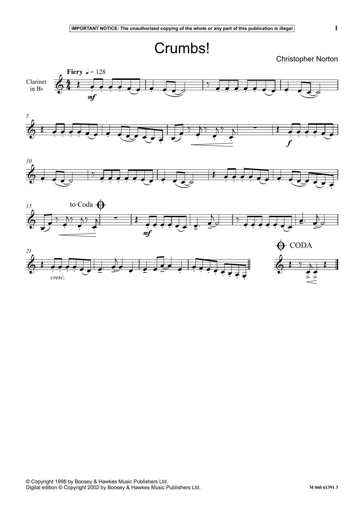 Christopher Norton Crumbs! sheet music notes and chords arranged for Instrumental Solo