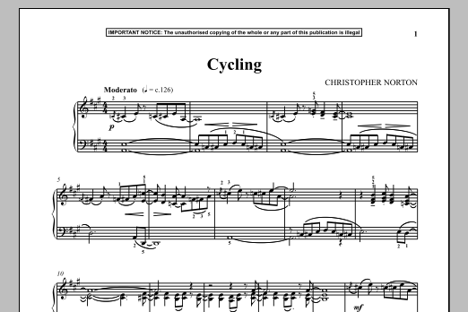 Christopher Norton Cycling sheet music notes and chords arranged for Piano Solo