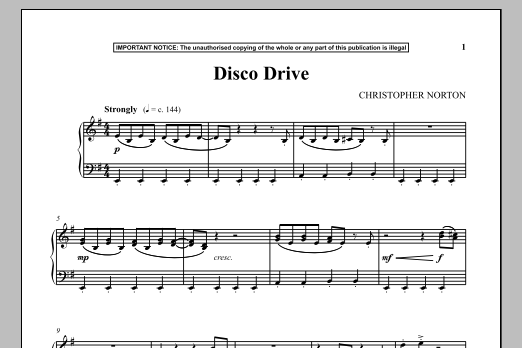 Christopher Norton Disco Drive sheet music notes and chords arranged for Piano Solo
