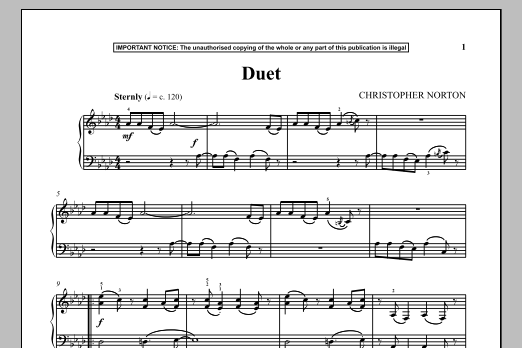 Christopher Norton Duet sheet music notes and chords arranged for Piano Solo