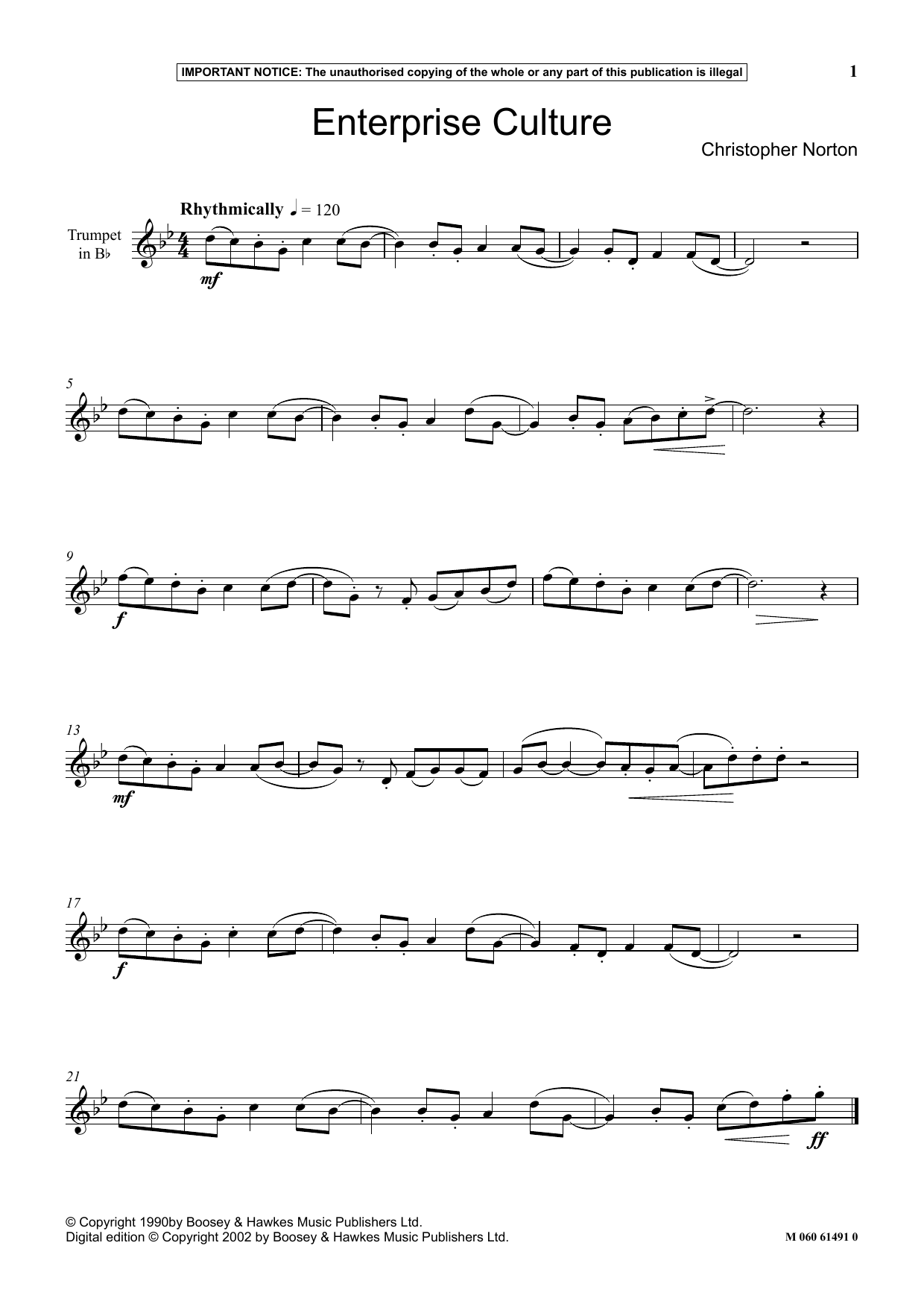 Christopher Norton Enterprise Culture sheet music notes and chords arranged for Instrumental Solo