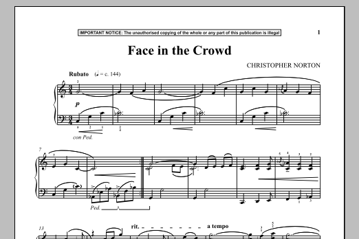 Christopher Norton Face In The Crowd sheet music notes and chords arranged for Instrumental Solo