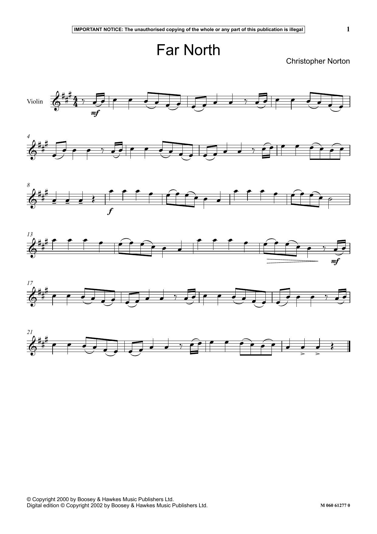 Christopher Norton Far North sheet music notes and chords arranged for Instrumental Solo