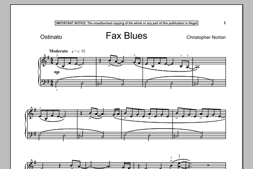 Christopher Norton Fax Blues sheet music notes and chords arranged for Piano Solo