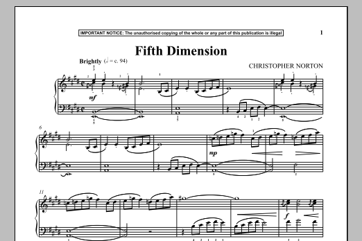 Christopher Norton Fifth Dimension sheet music notes and chords arranged for Piano Solo