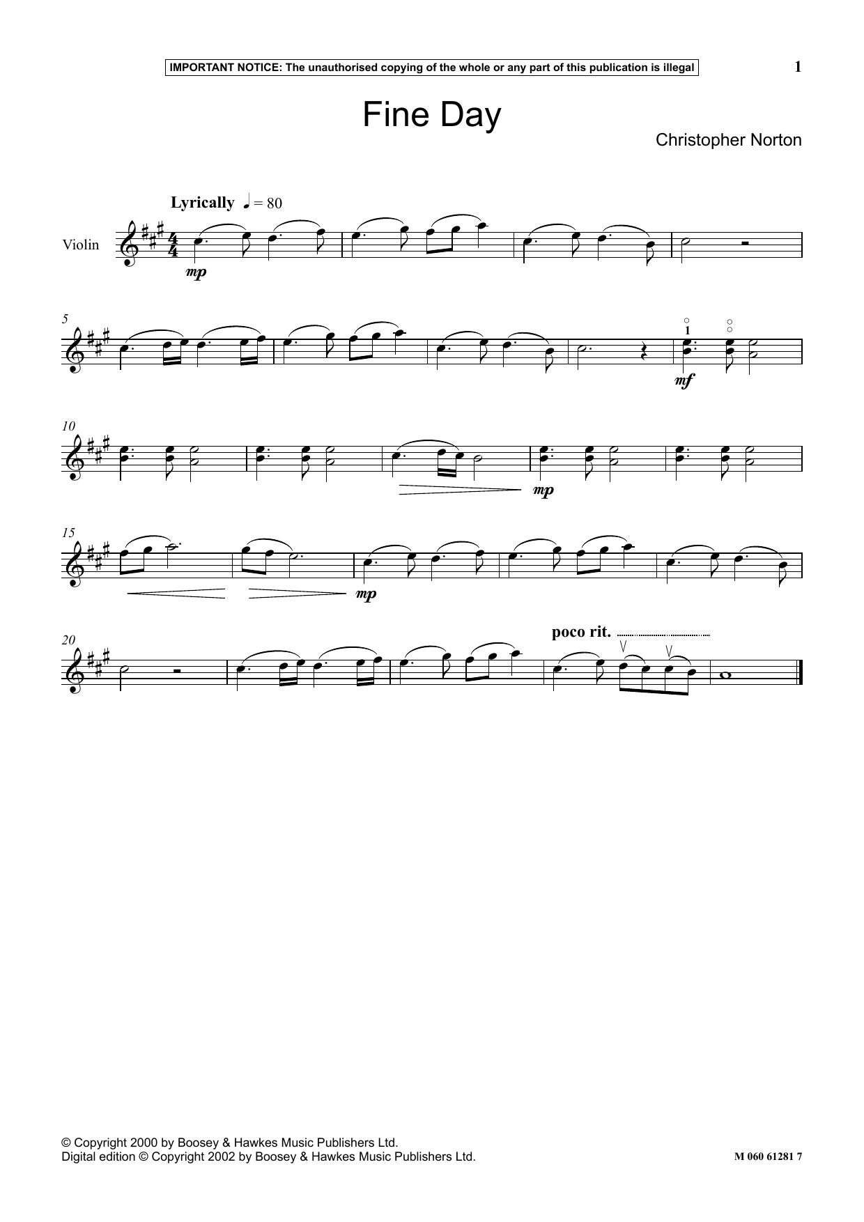 Christopher Norton Fine Day sheet music notes and chords arranged for Instrumental Solo