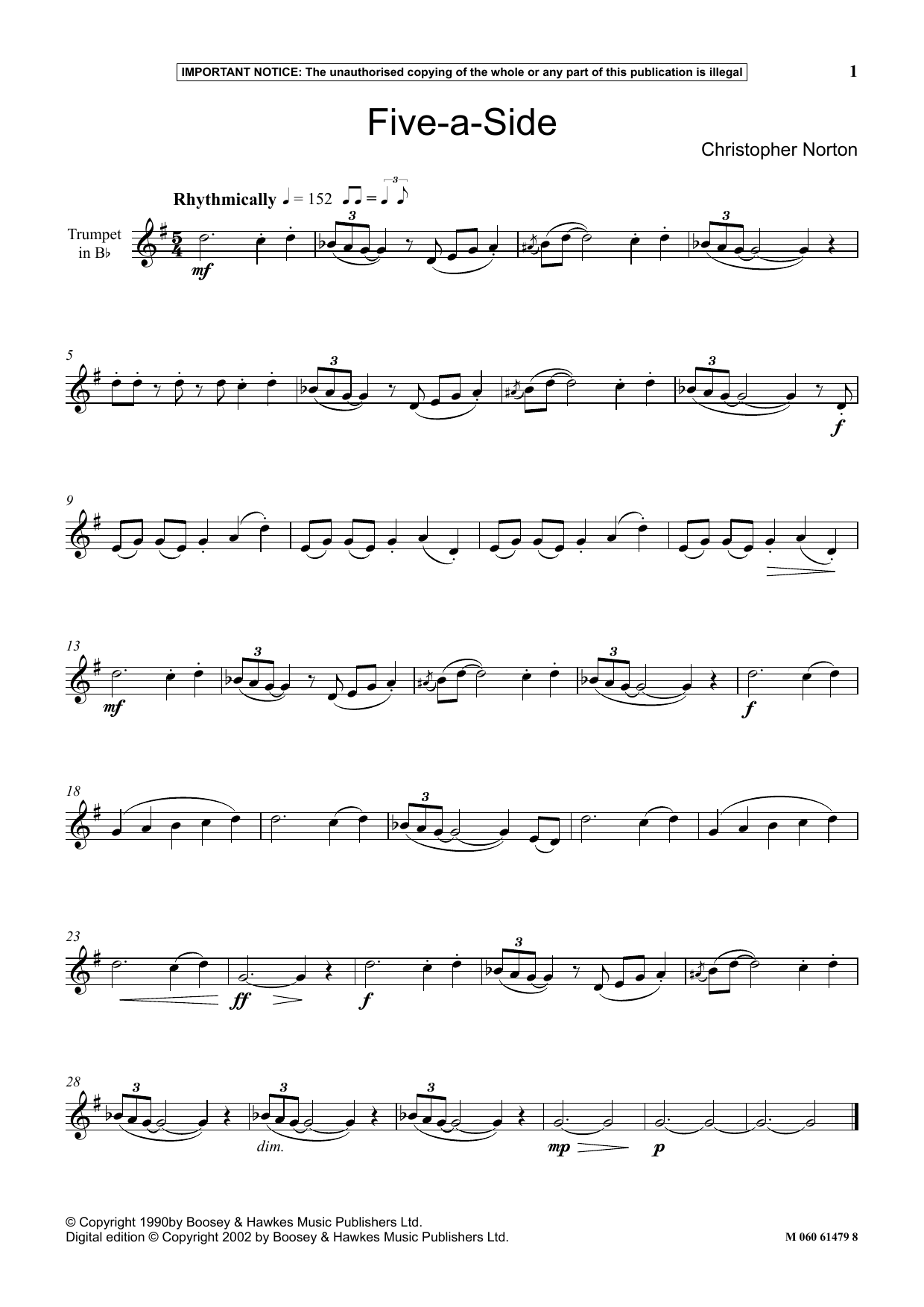 Christopher Norton Five-A-Side sheet music notes and chords arranged for Instrumental Solo